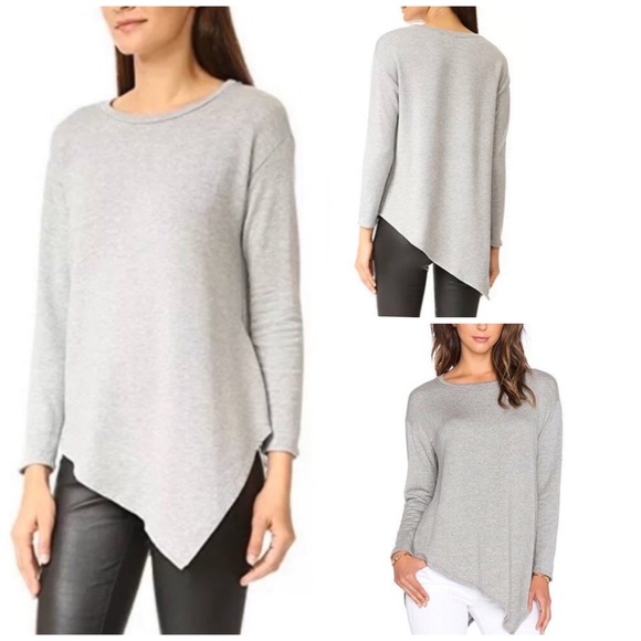 Joie 'Tammy B' Asymmetrical Oversized Sweatshirt Top In Heather Gray Small - Picture 1 of 13
